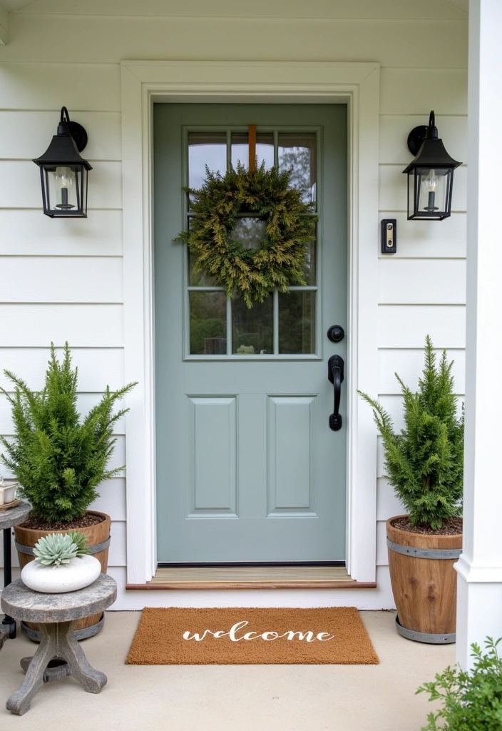 24 Stunning Farmhouse Front Porch Ideas - 9. Welcoming Entryway