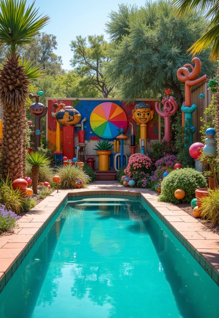 24 Stunning Stock Tank Pool Ideas for Your Backyard Aesthetic - 11. Artistic Flair