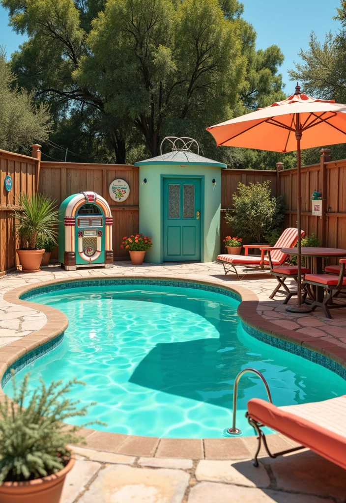 24 Stunning Stock Tank Pool Ideas for Your Backyard Aesthetic - 12. Retro Vibe