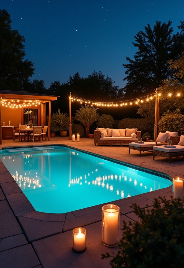 24 Stunning Stock Tank Pool Ideas for Your Backyard Aesthetic - 15. Elegant Evening Escape