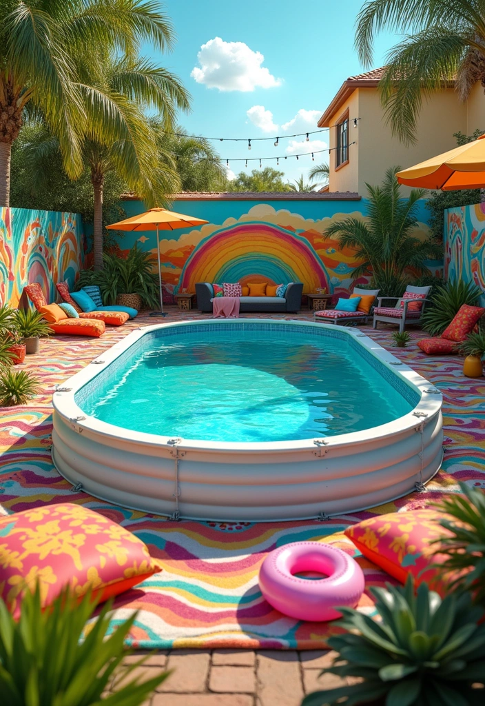 24 Stunning Stock Tank Pool Ideas for Your Backyard Aesthetic - 6. Color Pop