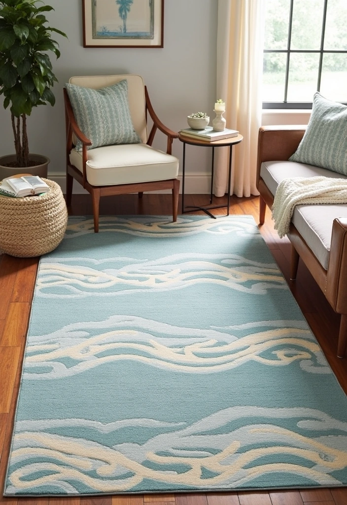 24 Surf Room Decor Ideas for a Coastal Paradise - 11. Beachy Area Rugs