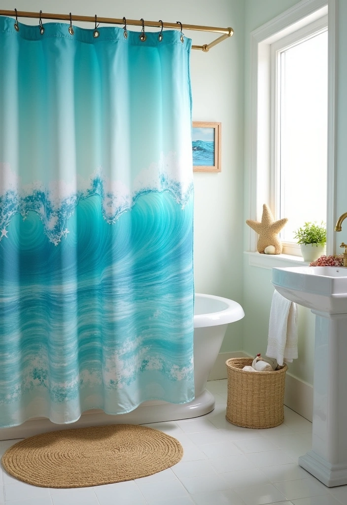 24 Surf Room Decor Ideas for a Coastal Paradise - 20. Ocean-Inspired Bath Decor