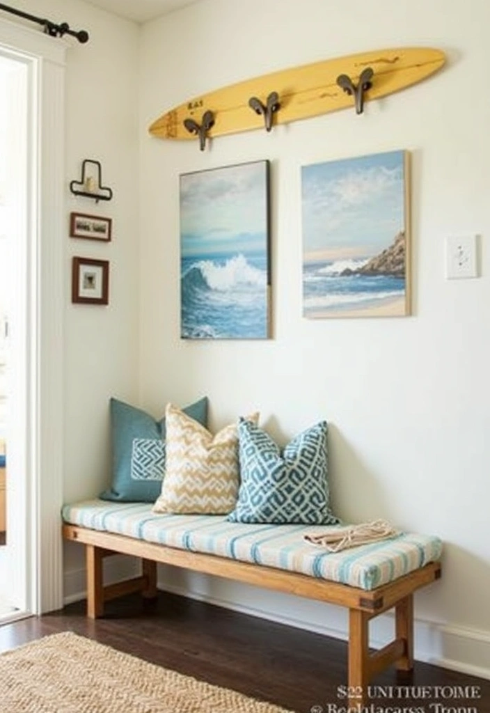 24 Surf Room Decor Ideas for a Coastal Paradise - 23. Beachy Entryway Decor