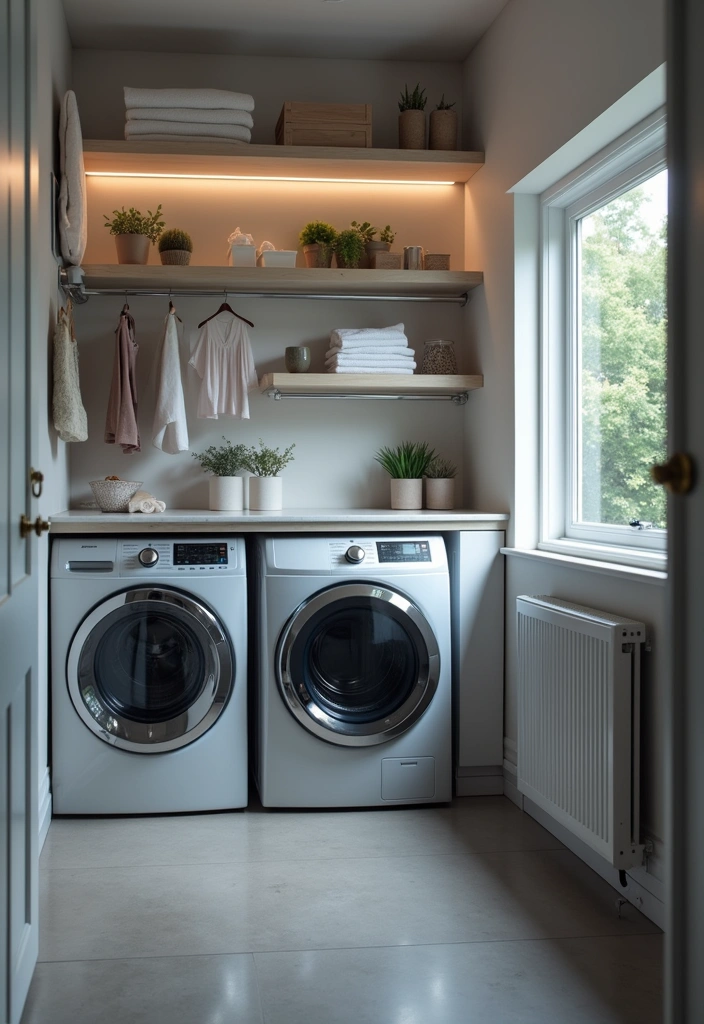 24 Top Load Washer Laundry Room Ideas - 10. Tech-Savvy Space