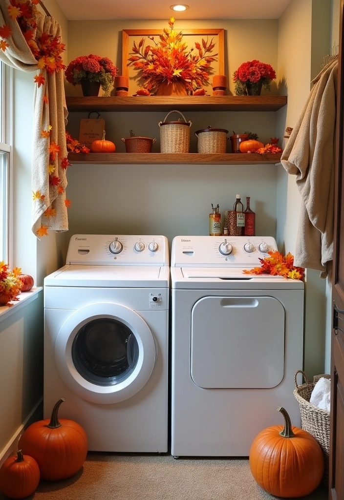 24 Top Load Washer Laundry Room Ideas - 14. Seasonal Decor