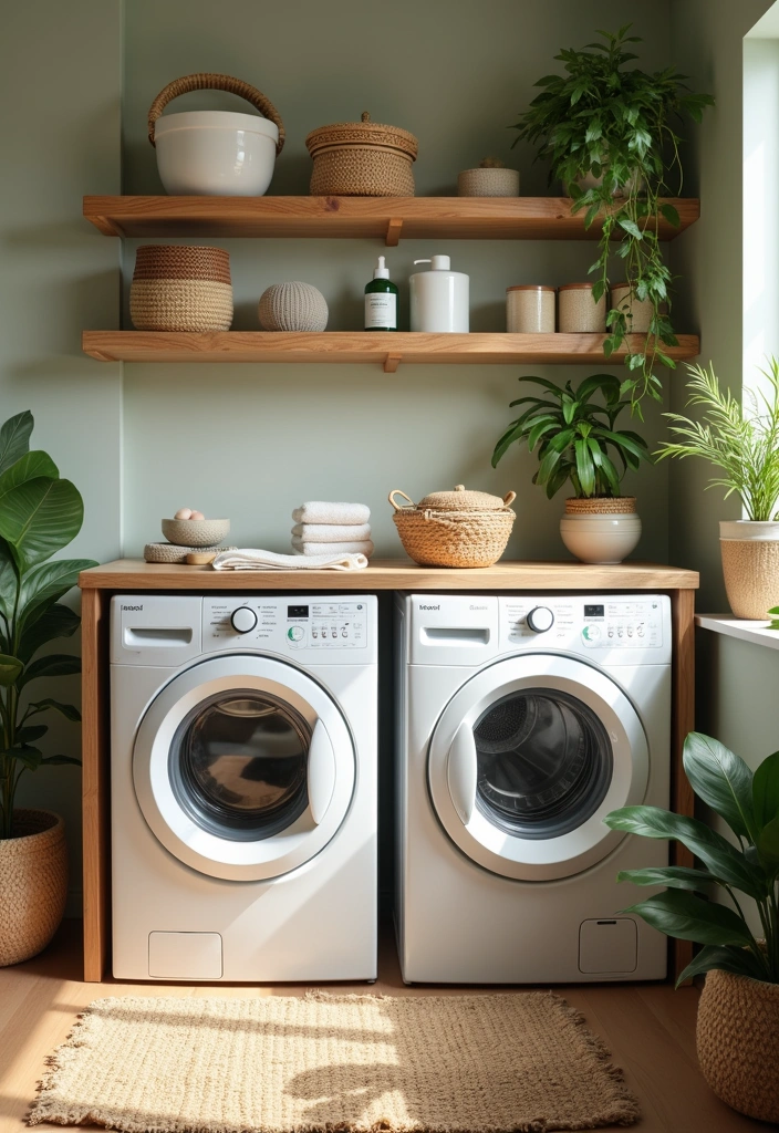 24 Top Load Washer Laundry Room Ideas - 8. Eco-Friendly Space