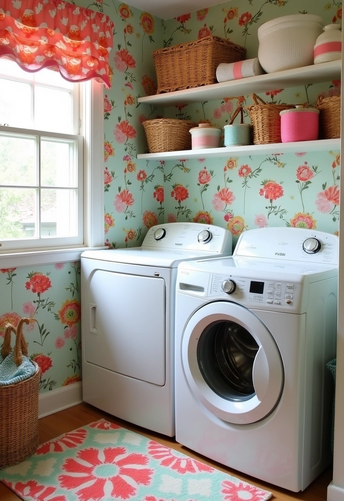 24 Top Load Washer Laundry Room Ideas - 9. Fun Patterns