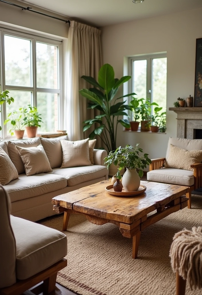 25 Earthy Living Room Ideas - 15. Sustainable Decor Choices