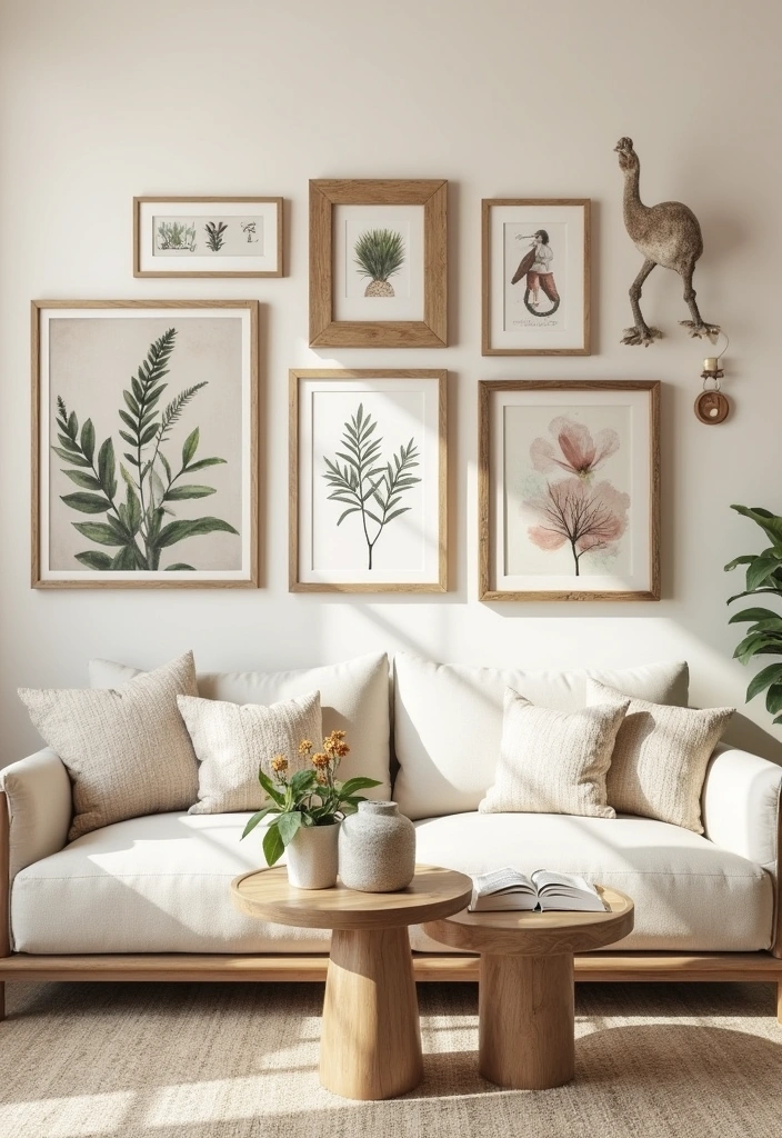 25 Earthy Living Room Ideas - 6. Earthy Wall Art