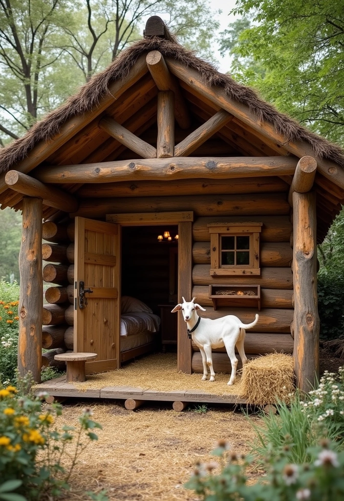 25 Goat House Ideas: Rustic & Charming Decor for Your Furry Friends - 8. Rustic Log Cabin