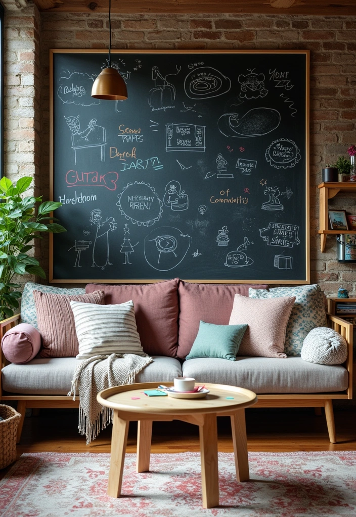 25 Large Empty Wall Ideas for Living Rooms - 14. Chalkboard Wall