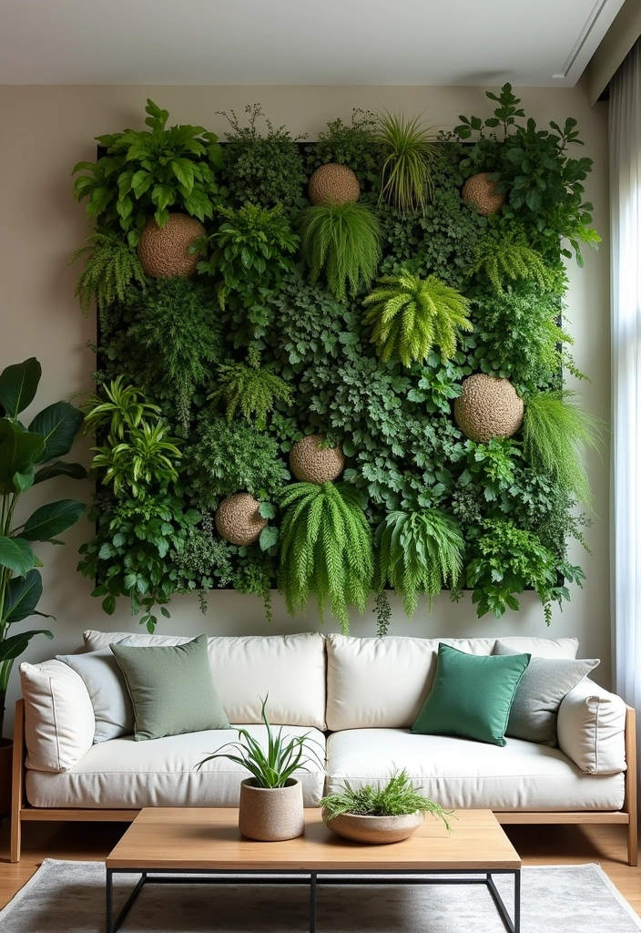 25 Large Empty Wall Ideas for Living Rooms - 9. Vertical Garden