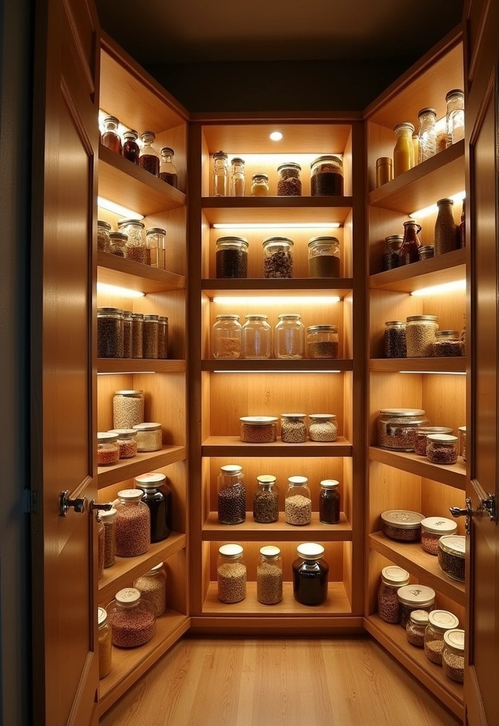 25 Pantry Room Ideas That Will Transform Your Space - 14. Pantry with Built-in Lighting
