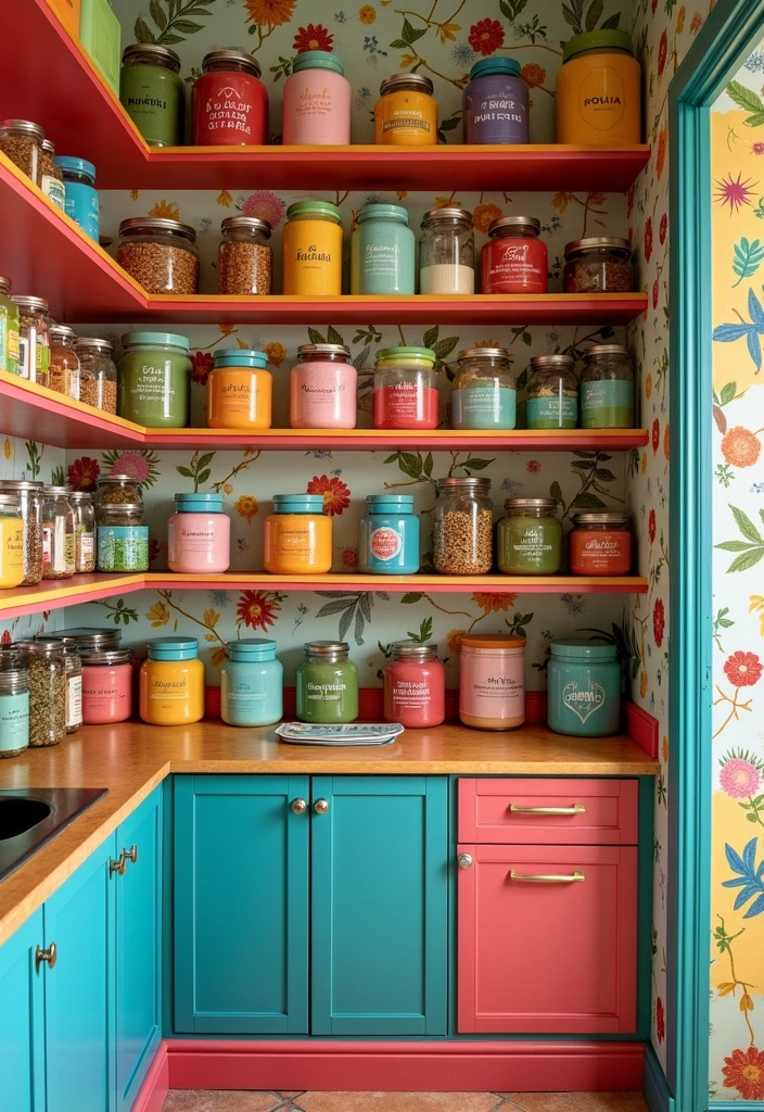 25 Pantry Room Ideas That Will Transform Your Space - 3. Colorful and Creative Pantry