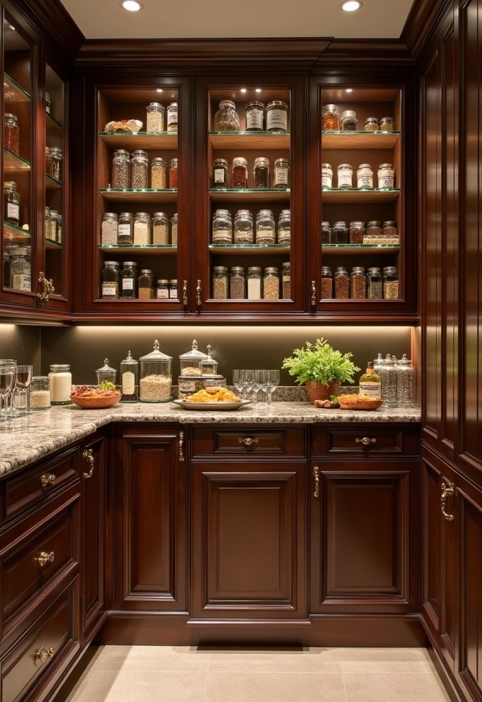 25 Pantry Room Ideas That Will Transform Your Space - 9. Elegant Glass Pantry