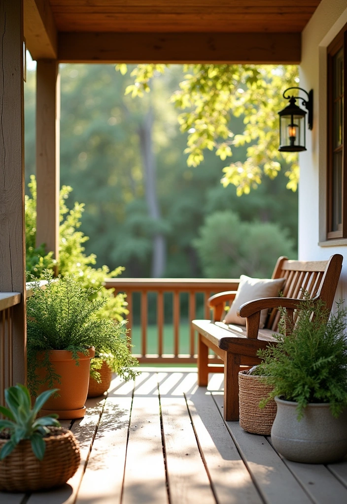 25 Small Front Porch Decorating Ideas to Transform Your Outdoor Space - 10. Embrace Nature with Natural Materials