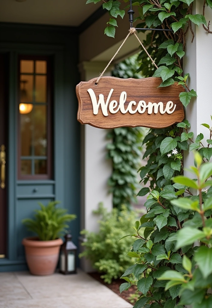 25 Small Front Porch Decorating Ideas to Transform Your Outdoor Space - 3. Artistic Welcome Signs