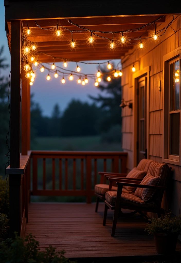 25 Small Front Porch Decorating Ideas to Transform Your Outdoor Space - 4. String Lights for Magical Evenings