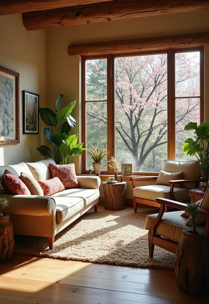 25 Spring Living Room Decor Ideas - 3. Nature-Inspired Decor