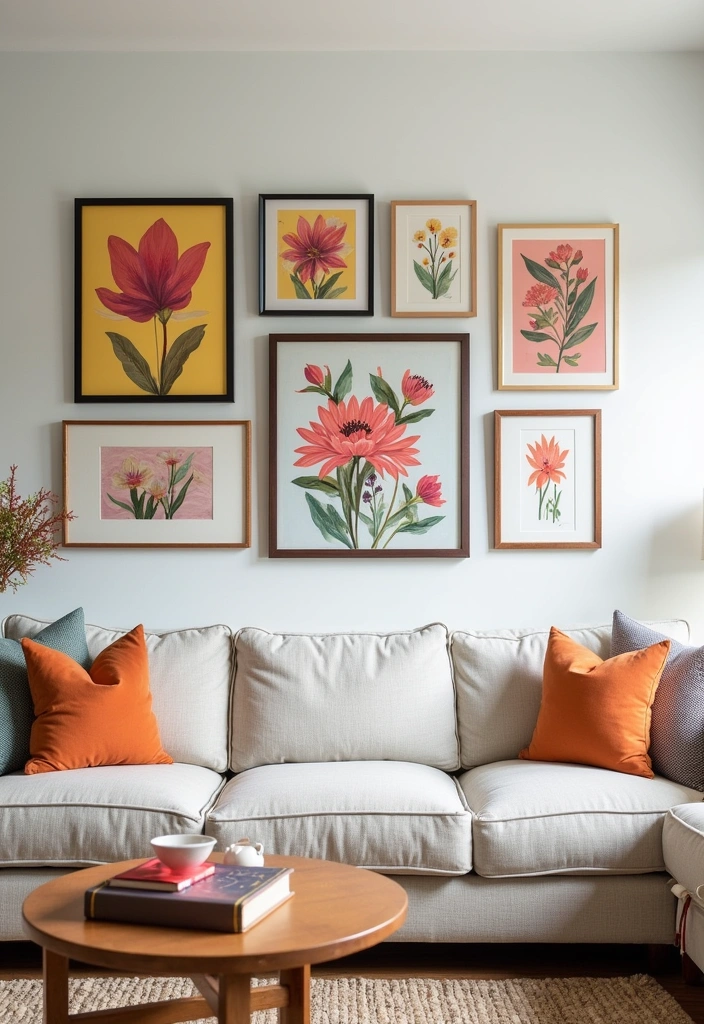 25 Spring Living Room Decor Ideas - 7. Artistic Wall Art