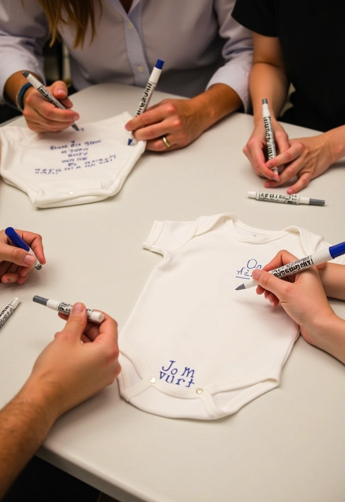 26 Backyard Baby Shower Ideas to Celebrate in Style - 13. Personalized Baby Onesies Station