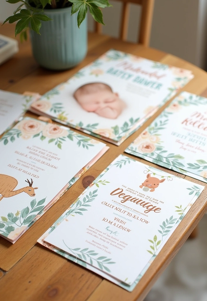 26 Backyard Baby Shower Ideas to Celebrate in Style - 14. Themed Invitations