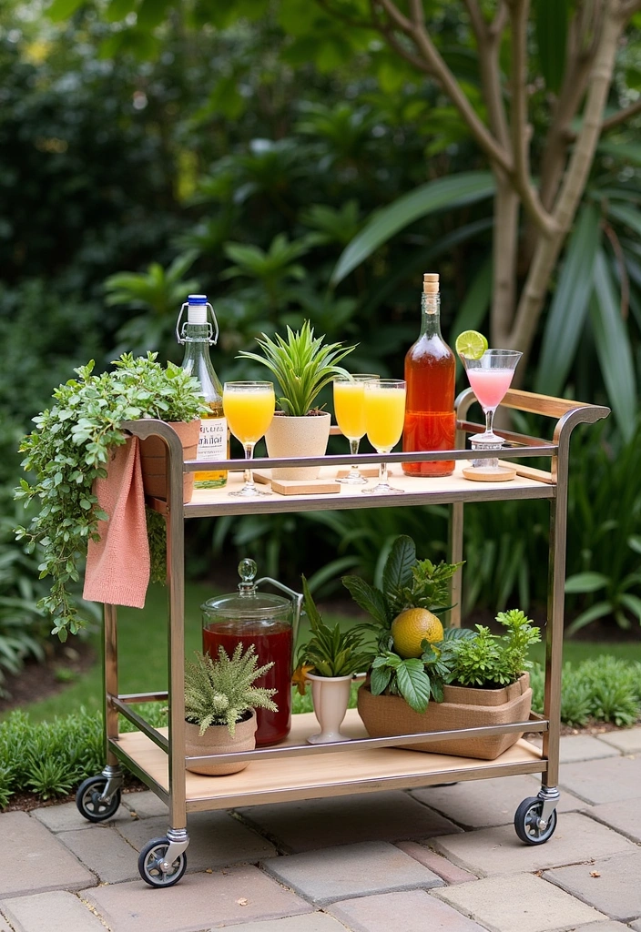 26 Backyard Ideas on a Budget - 13. Chic Outdoor Bar Cart