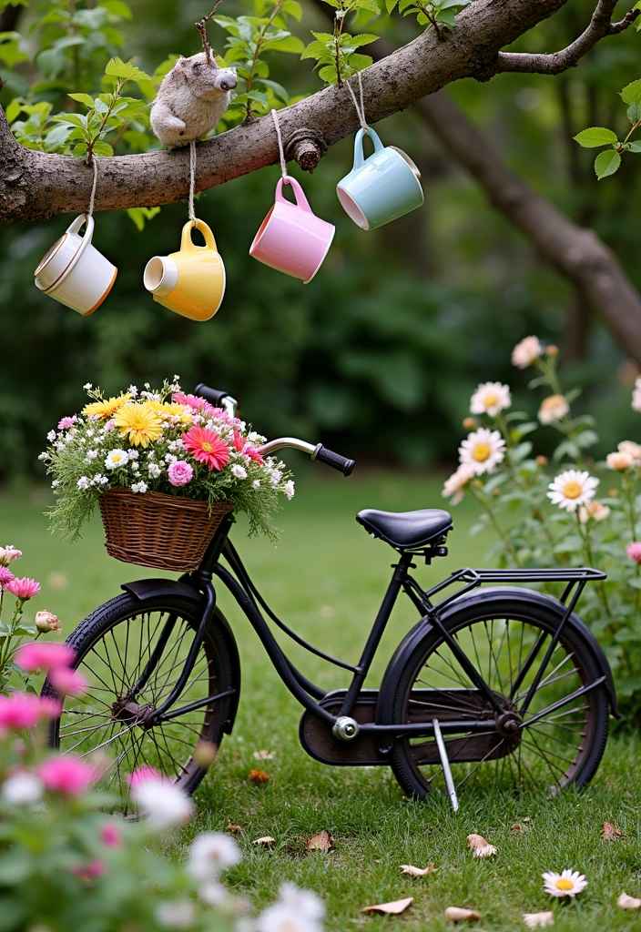 26 Backyard Ideas on a Budget - 7. Upcycled Garden Decor