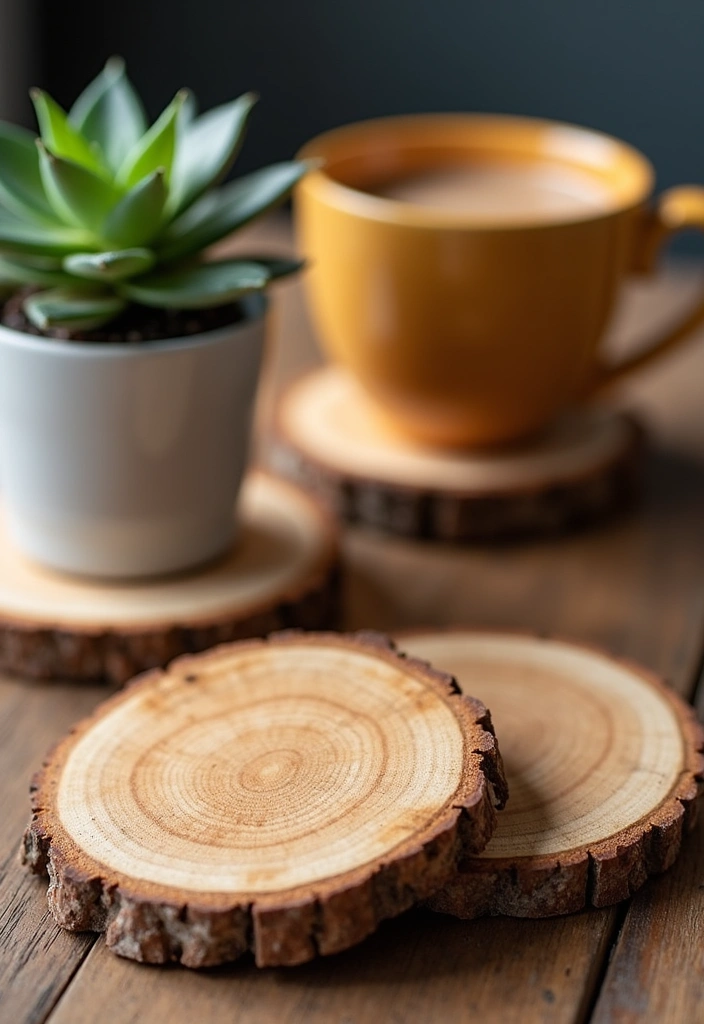 26 DIY Room Decor Ideas - 21. Rustic Wood Slice Coasters