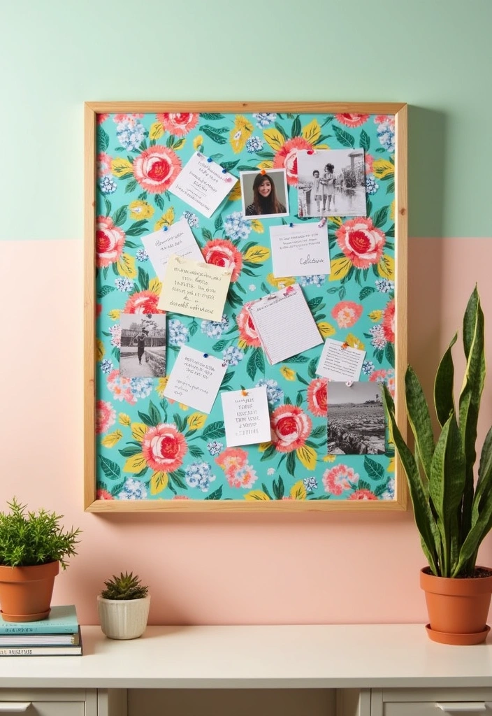 26 DIY Room Decor Ideas - 4. Fabric-Covered Bulletin Board