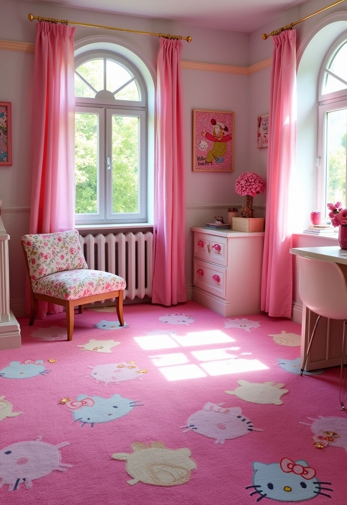 26 Hello Kitty Rooms Ideas - 13. Hello Kitty Themed Flooring