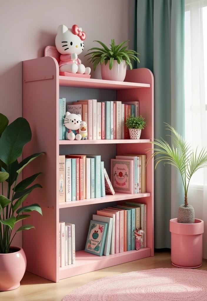 26 Hello Kitty Rooms Ideas - 16. Hello Kitty Themed Bookshelf