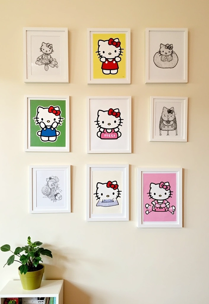 26 Hello Kitty Rooms Ideas - 2. Hello Kitty Wall Art