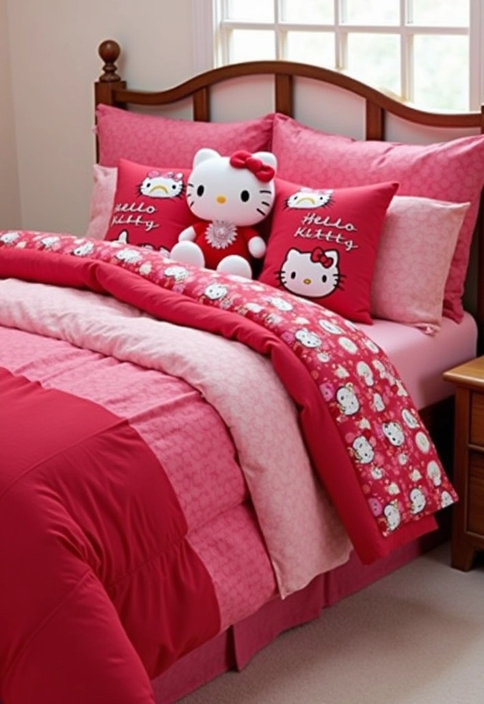 26 Hello Kitty Rooms Ideas - 4. Whimsical Bedding