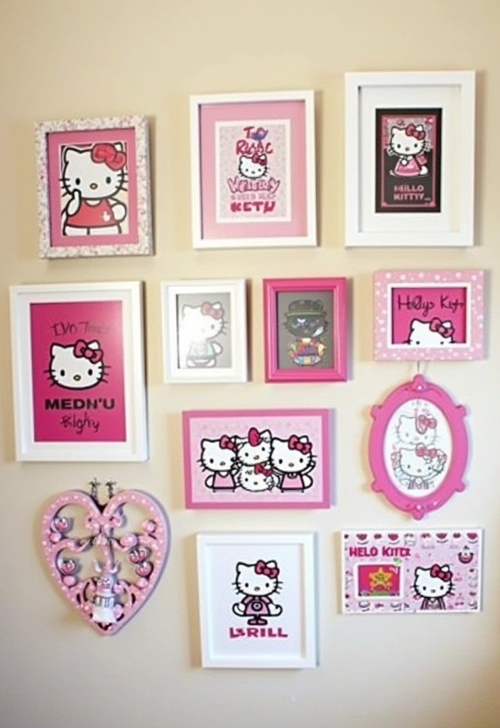 26 Hello Kitty Rooms Ideas - 8. Hello Kitty Gallery Wall