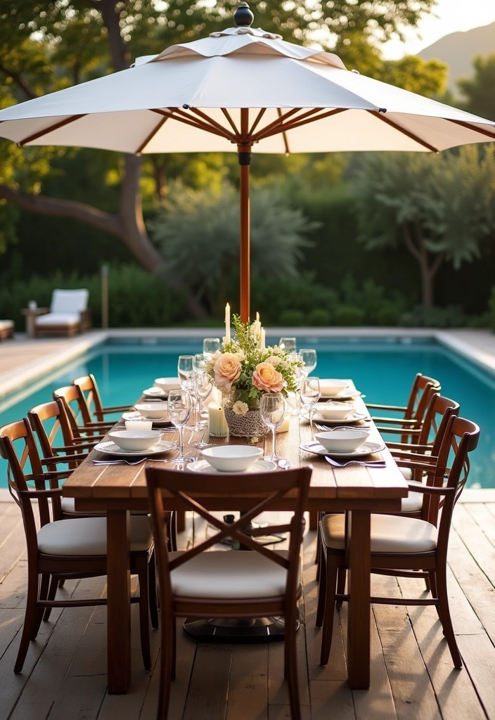 26 Pool Deck Decorating Ideas to Transform Your Outdoor Space - 2. Elegant Outdoor Dining