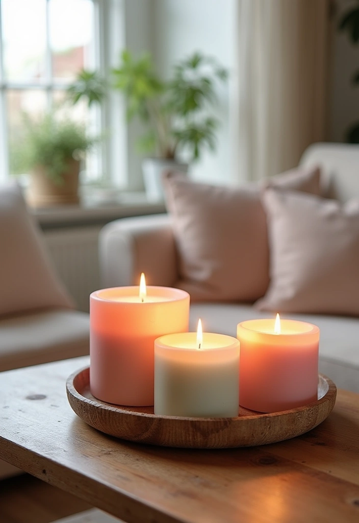 26 Spring Living Room Decor Ideas - 14. Fresh Scented Candles