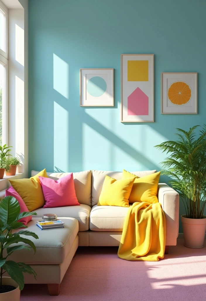 26 Spring Living Room Decor Ideas - 2. Bright Color Palette