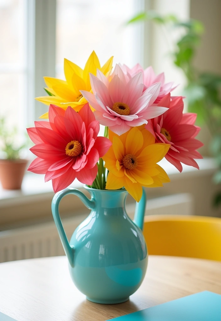 26 Tea Party Centerpiece Ideas to Elevate Your Home Decor - 24. Colorful Tissue Paper Flowers