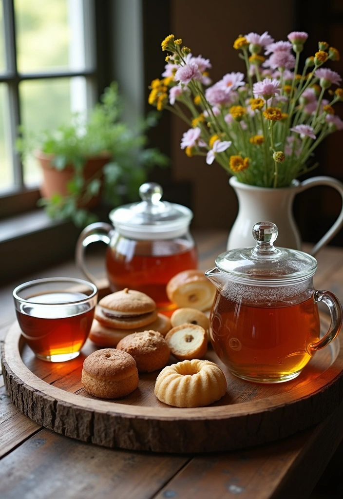 26 Tea Party Centerpiece Ideas to Elevate Your Home Decor - 3. Rustic Wooden Tray Delight