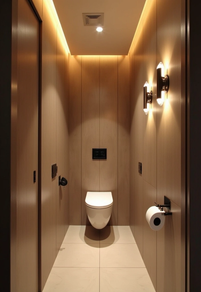 26 Toilet Room Decor Ideas to Transform Small Spaces - 13. Smart Lighting Solutions