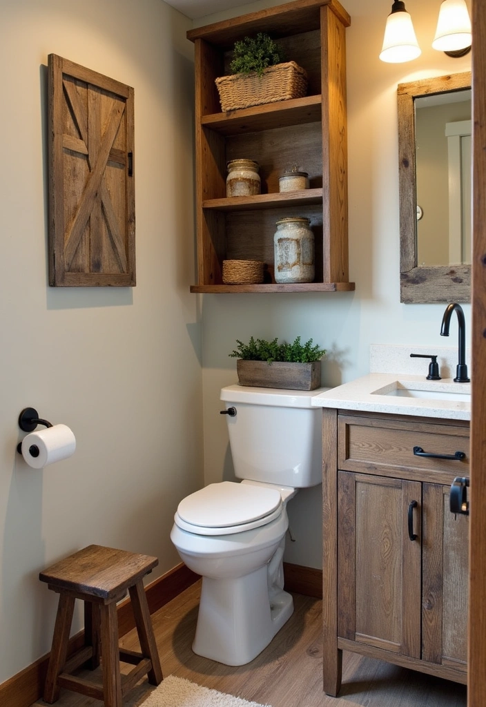 26 Toilet Room Decor Ideas to Transform Small Spaces - 2. Rustic Charm with Wood Accents