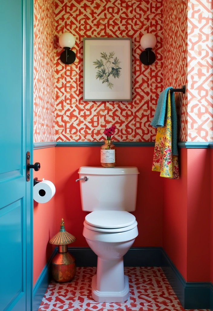 26 Toilet Room Decor Ideas to Transform Small Spaces - 3. Bold Patterns and Prints