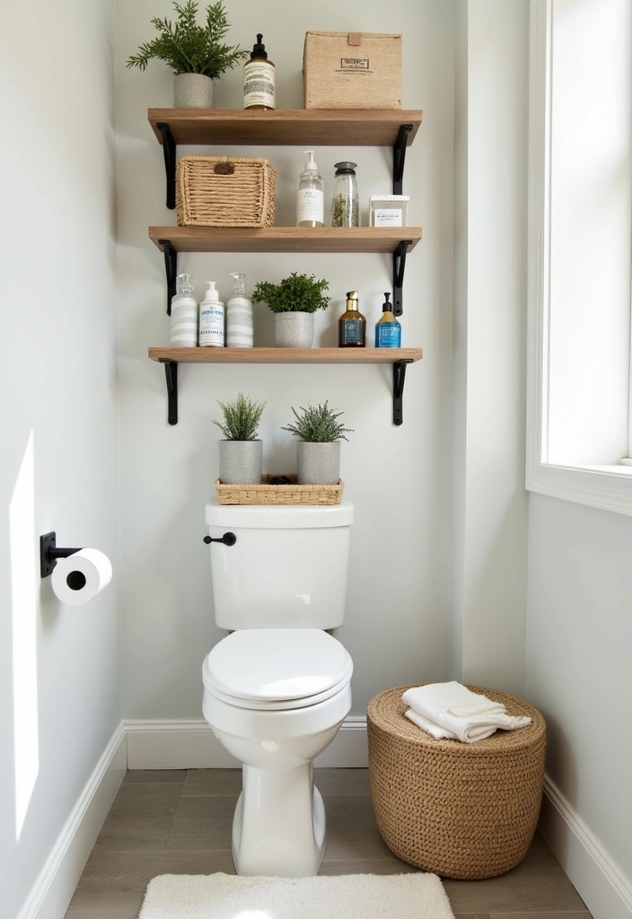 26 Toilet Room Decor Ideas to Transform Small Spaces - 8. Functional Storage Solutions