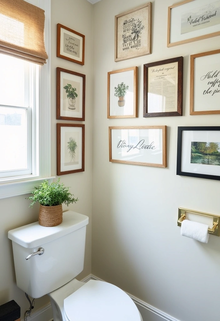 26 Toilet Room Decor Ideas to Transform Small Spaces - 9. Artistic Touch with Wall Art