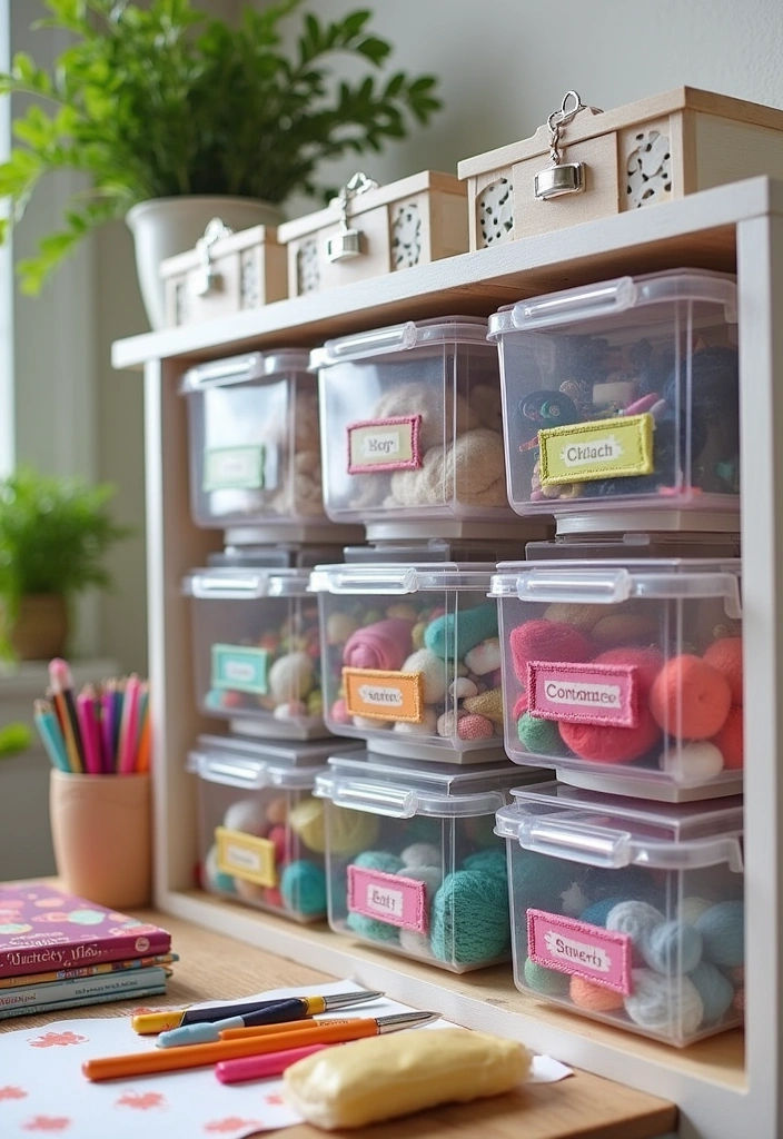 27 Craft Room Organization DIY Ideas - 1. Clear Storage Bins for Easy Visibility