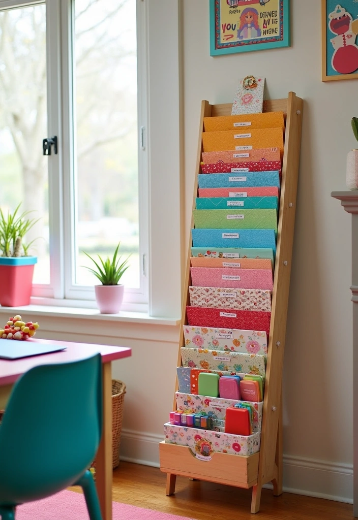 27 Craft Room Organization DIY Ideas - 15. Scrapbook Paper Organizer for Neatness