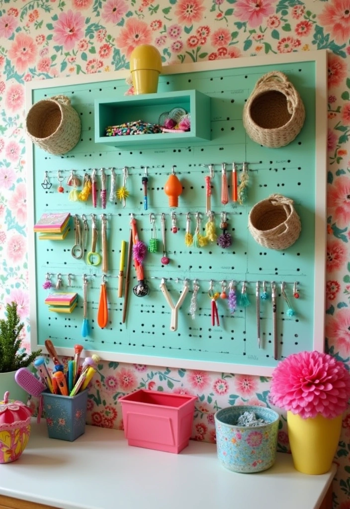 27 Craft Room Organization DIY Ideas - 2. DIY Pegboard Wall for Versatile Storage