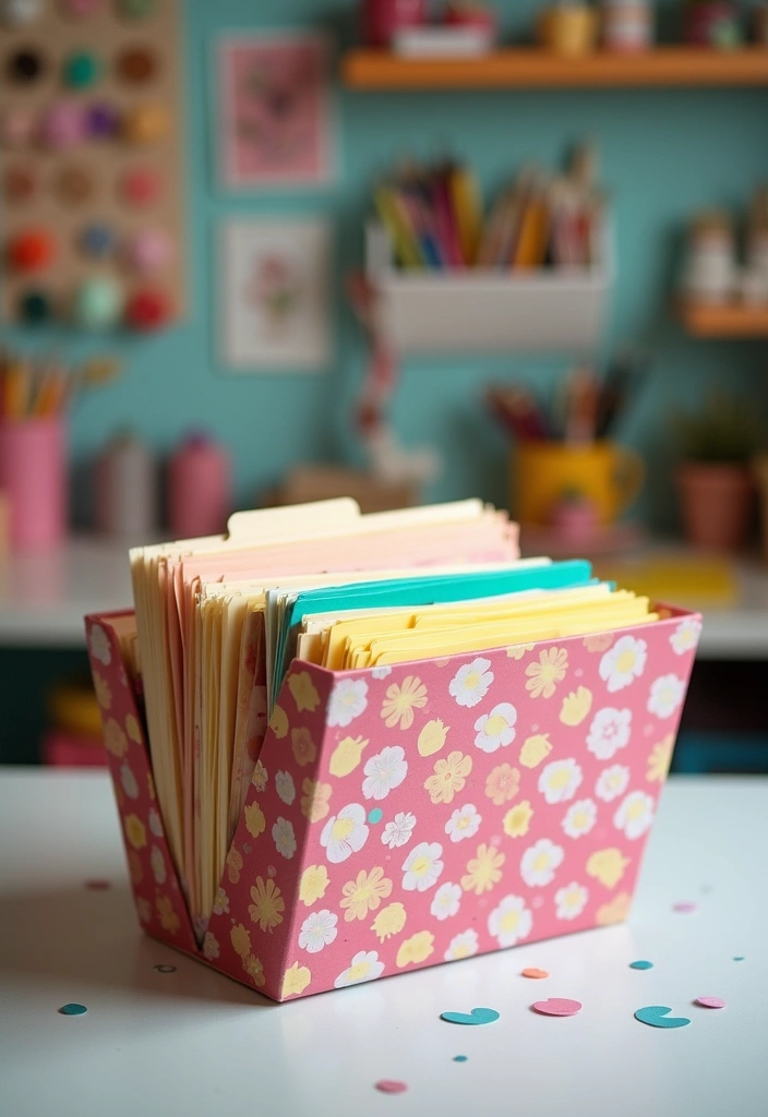 27 Craft Room Organization DIY Ideas - 20. Craft Supply File Box for Paper Organization